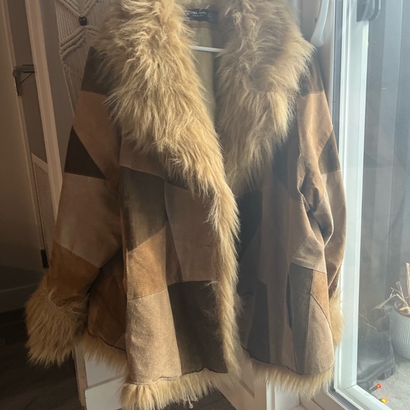 Vintage fur trimmed coat with gorgeous patchwork - Picture 1 of 5